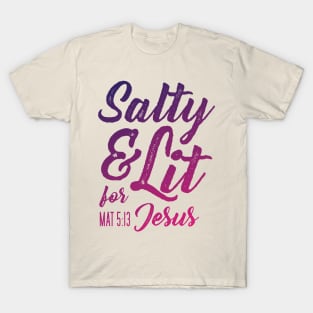 Salty and Lit for Jesus - Pink Gradient Distress T-Shirt